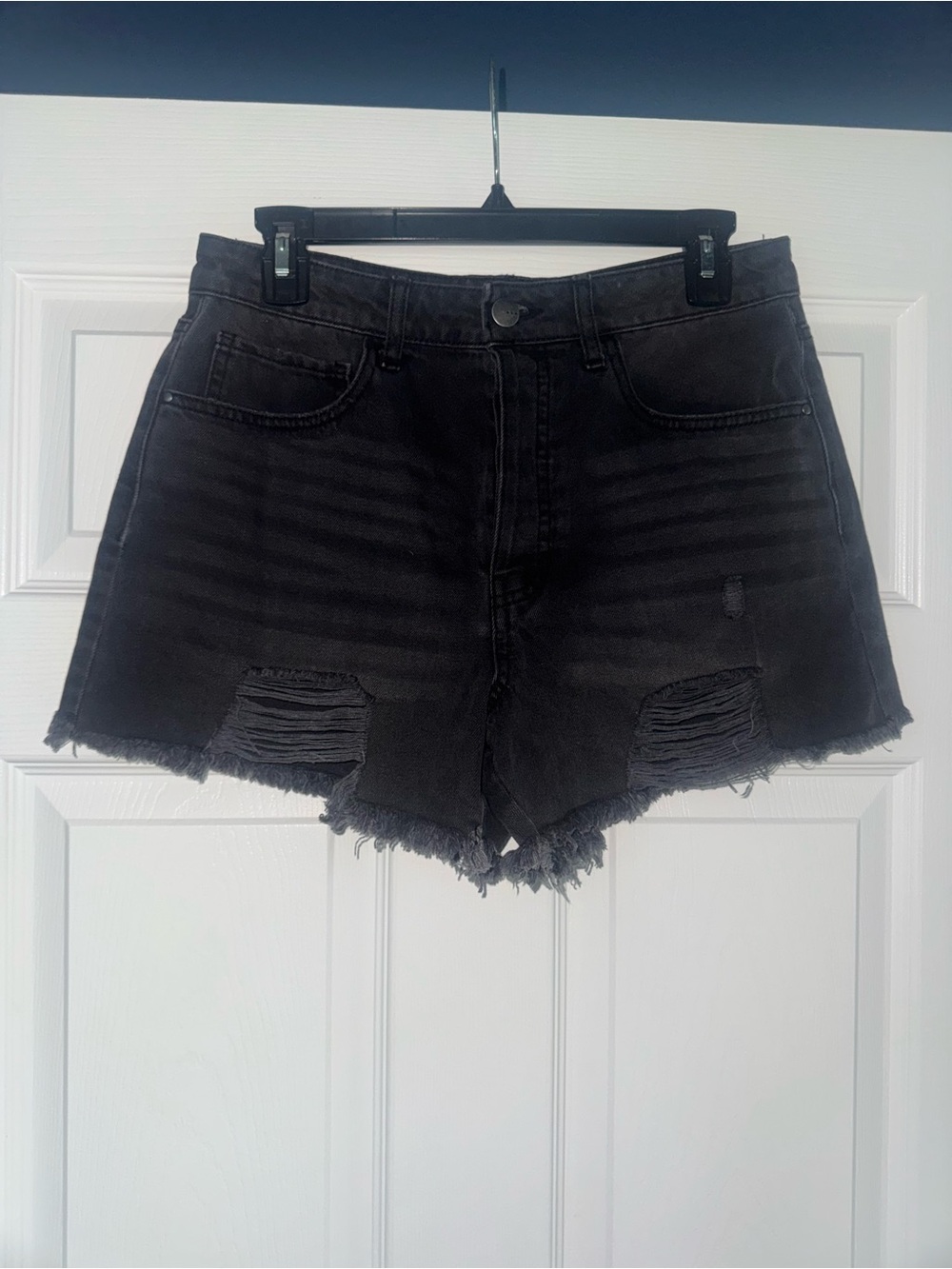 Black Distressed High-Waist Women’s Denim Shorts